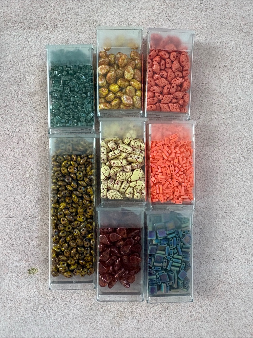 "Harvest Time" double 2-hole Beads of the month club lot of 8 tube beads